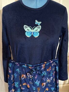 Moon Beams Navy Blue Pajama Set - Butterfly Logo Tag